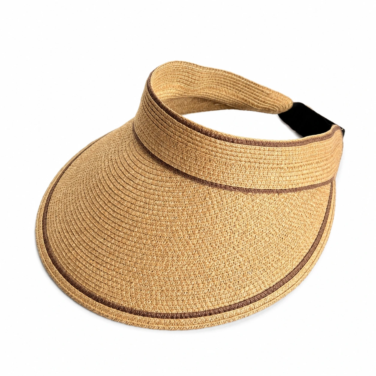 Paper Straw Visor Hat with Metal Buckle