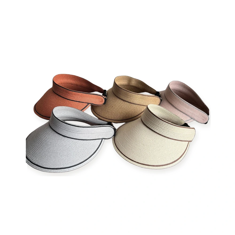 Paper Straw Visor Hat with Metal Buckle image 4
