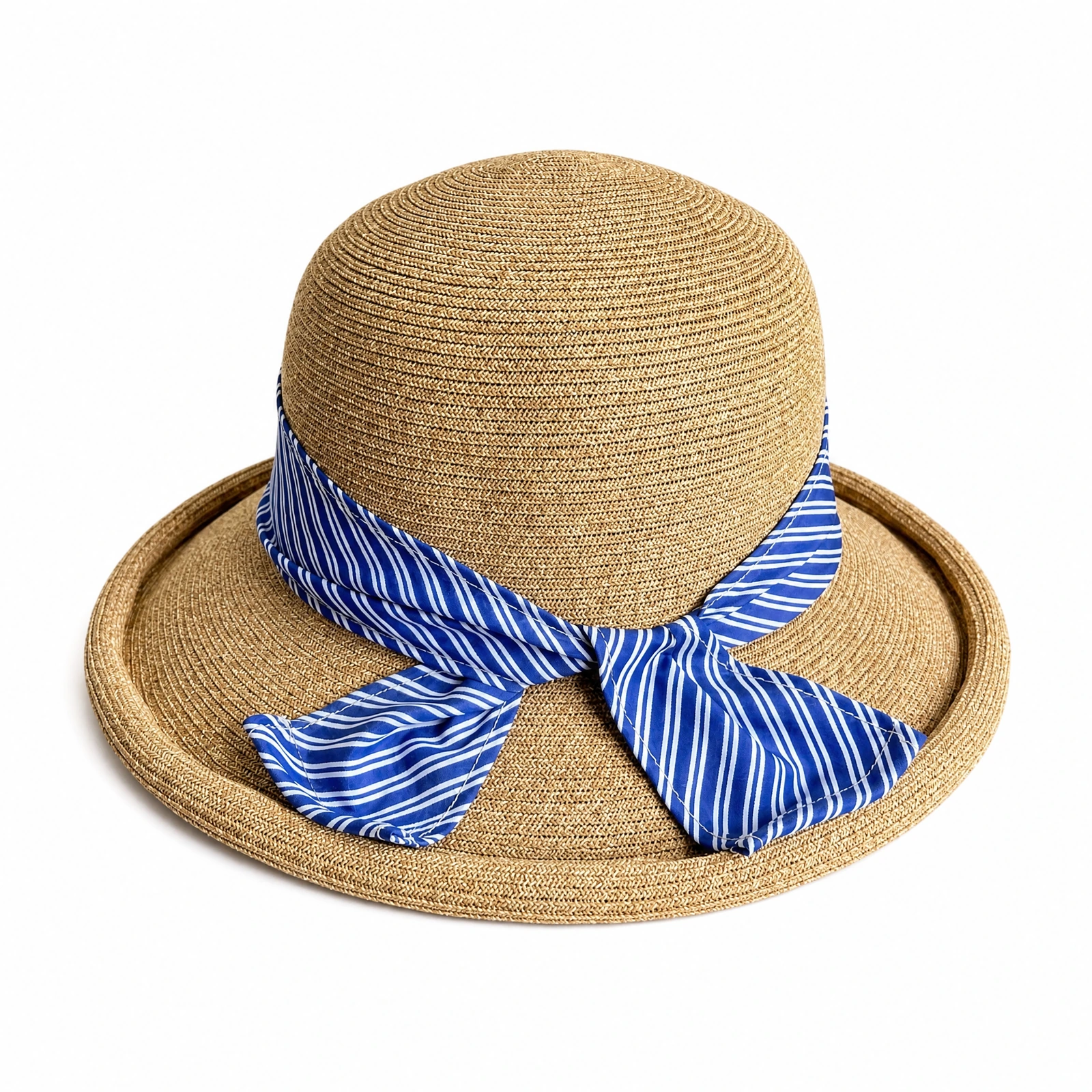 Paper Straw Bucket Hat with Ribbon Bow