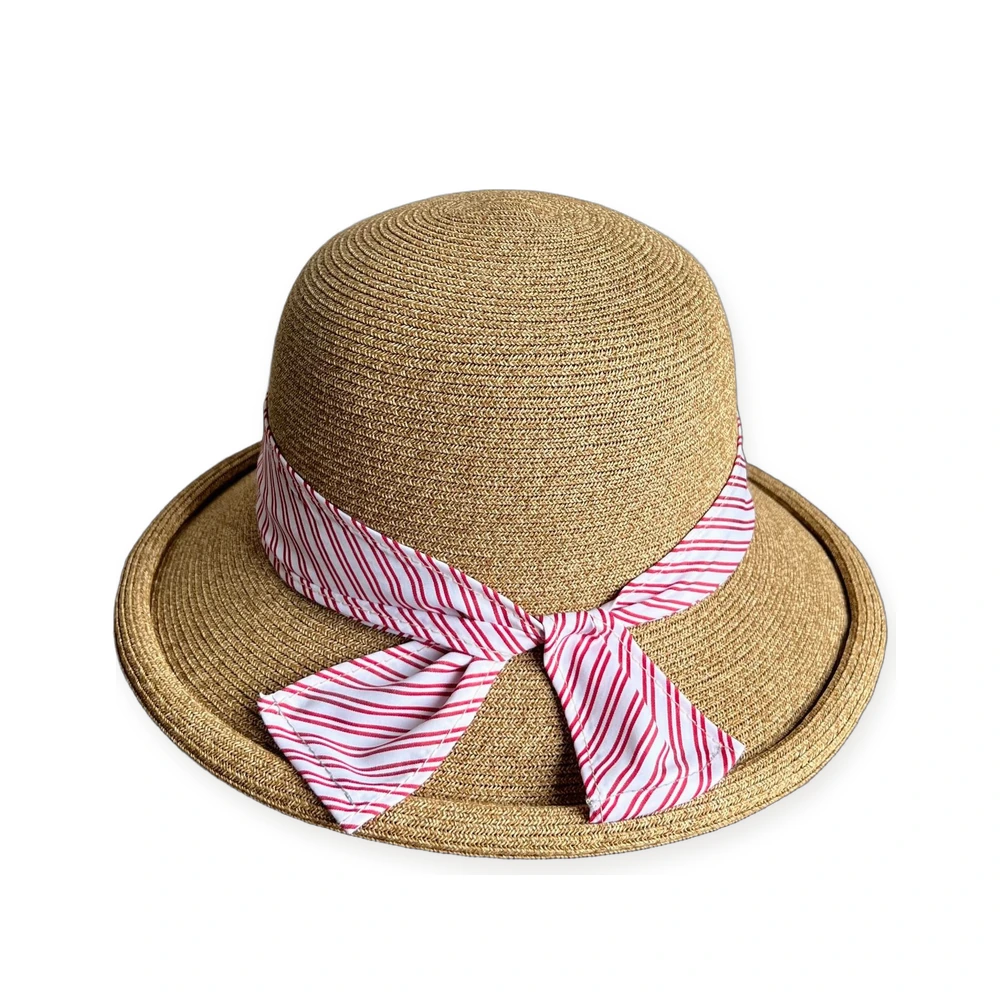 Paper Straw Bucket Hat with Ribbon Bow image 2