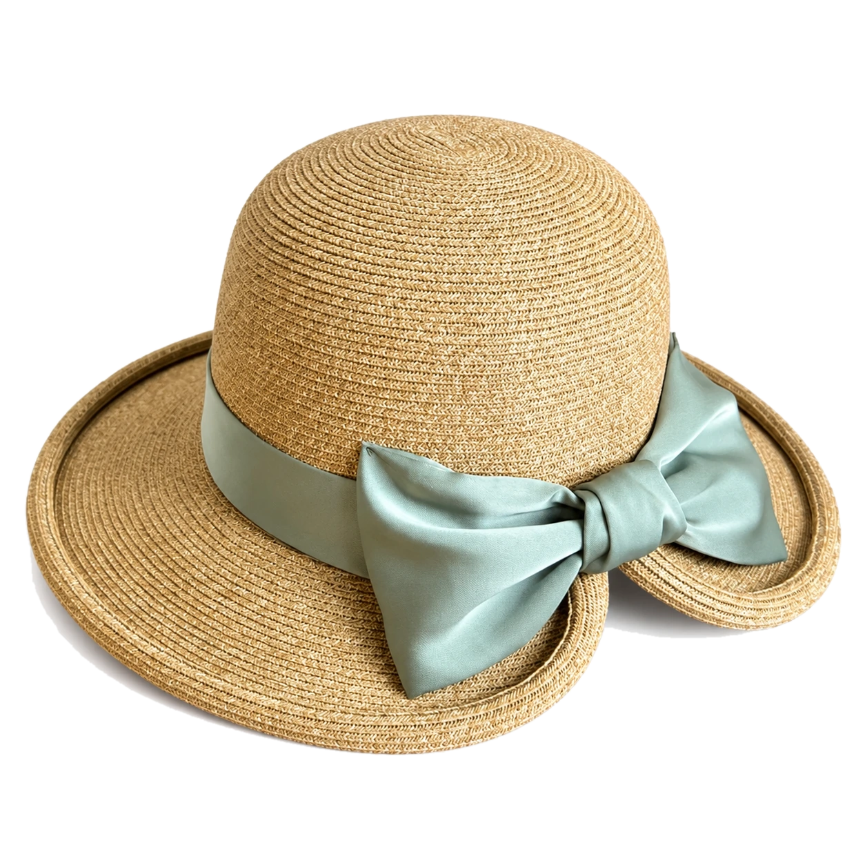 Paper Straw Sun Hat with Ribbon Bow